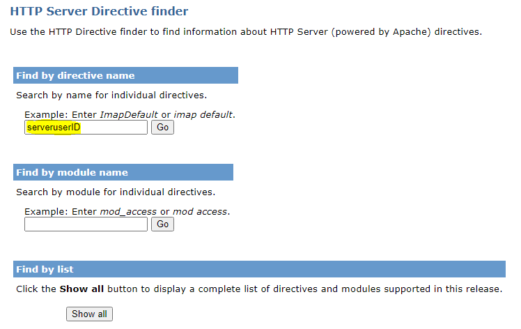 IBM i Apache Directive search