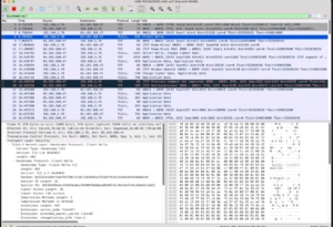 Wireshark showing an encrypted TLS session