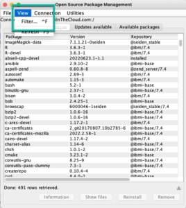 View filter in Open Source Package Management